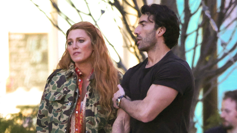 Blake Lively and Justin Baldoni on the set of It Ends With Us