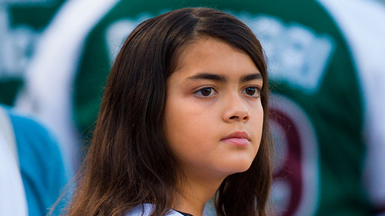 Blanket Jackson attending a baseball game