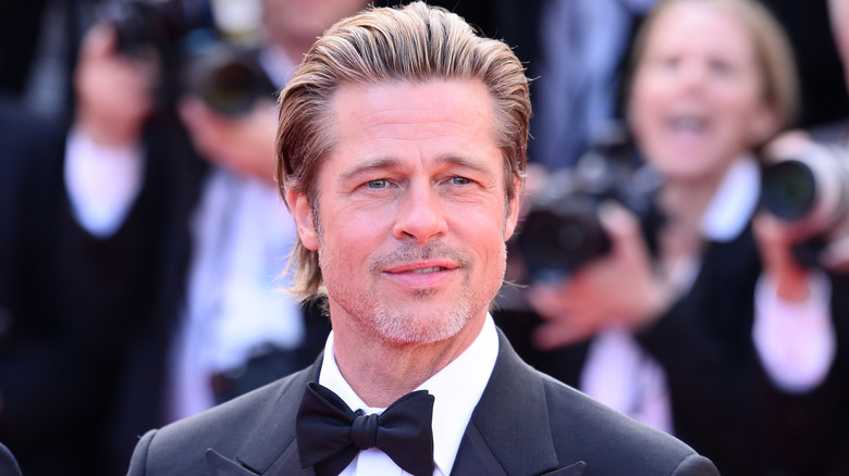 Brad Pitt poses at an event
