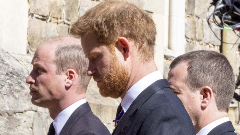 Prince Harry and Prince William at Prince Philip's funeral