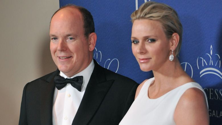 Prince Albert and Princess Charlene on red carpet