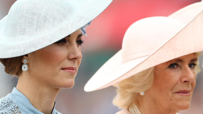 Kate Middleton & Camilla Parker Bowles observing at an event