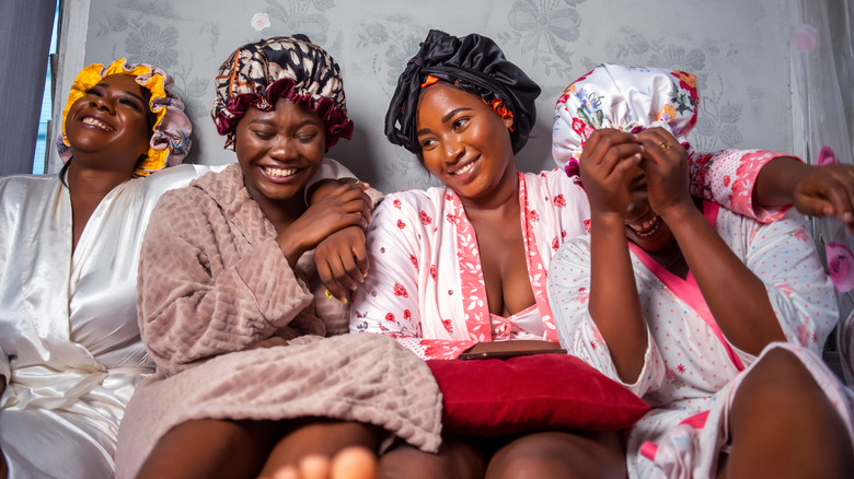 Women wearing silk bonnets