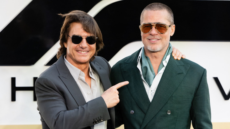 Tom Cruise and Brad Pitt attend the European premiere of "F1: The Movie"
