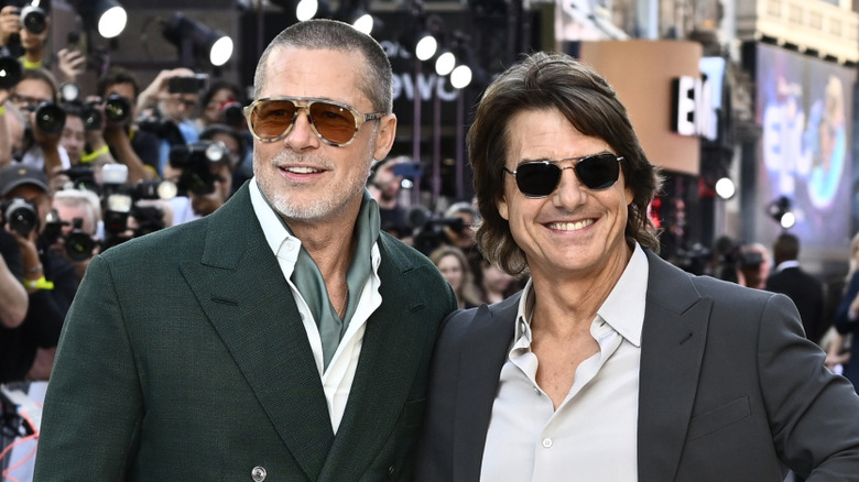 Brad Pitt and Tom Cruise attend the European premiere of "F1: The Movie"