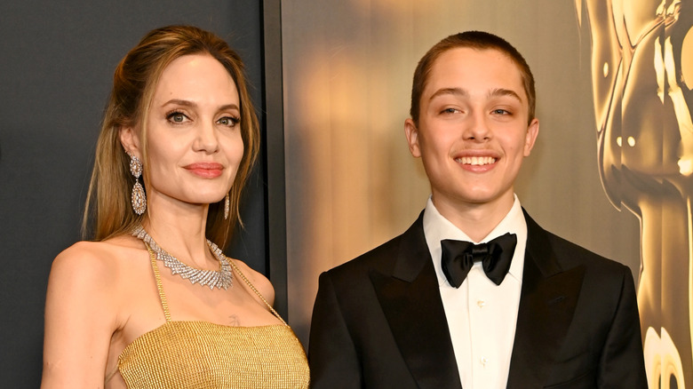 Angelina Jolie and son Knox Jolie-Pitt attend an event