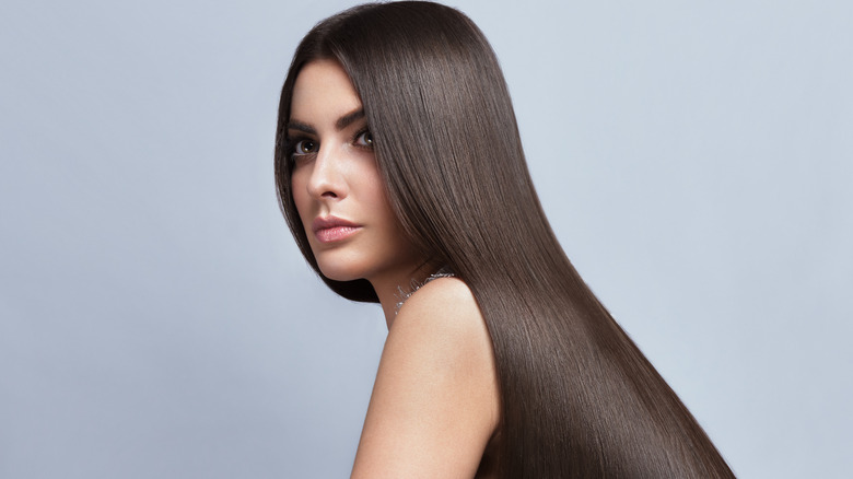 woman with sleek shiny hair
