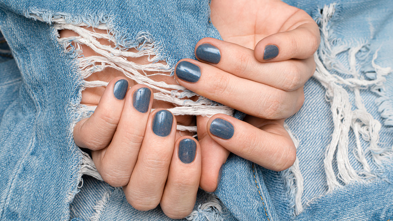 denim nails against jeans