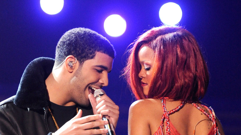 Drake and Rihanna performing