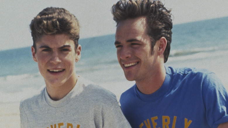 Brian Austin Green and Luke Perry on set of 'Beverly Hills, 90210'