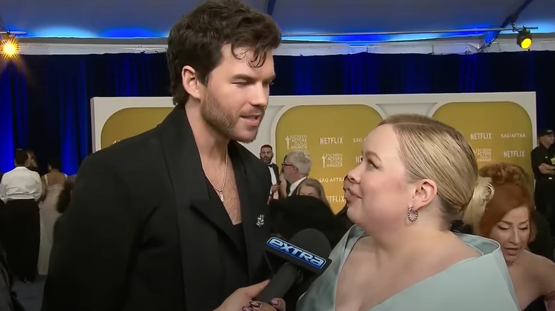 Nicola Coughlan and Luke Newton on the SAG Awards red carpet