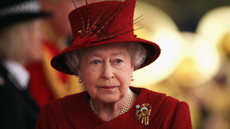 Queen Elizabeth looking somber