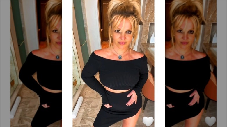 Britney Spears wearing a black outfit while in Vegas in 2022