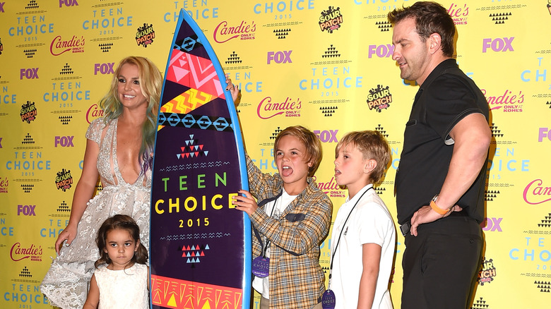 Britney Spears on the red carpet with her family