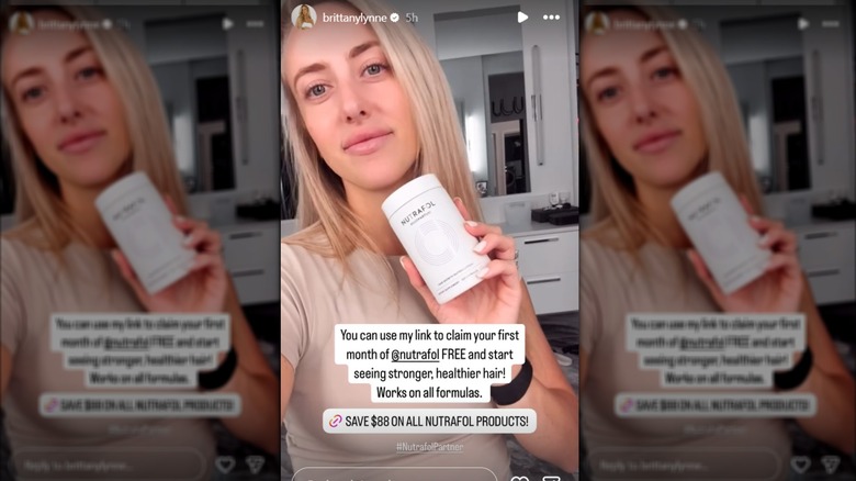 Brittany Mahomes promoting Nutrafol on her Instagram Story, May 2025