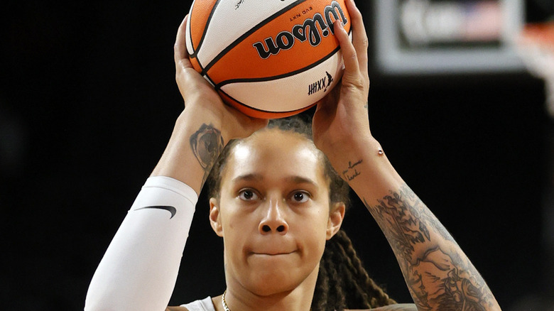 Brittney Griner shooting a basketball