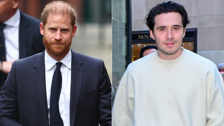 Prince Harry and Brooklyn Beckham walking