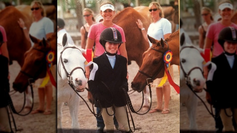 Young Jessica Springsteen with horses