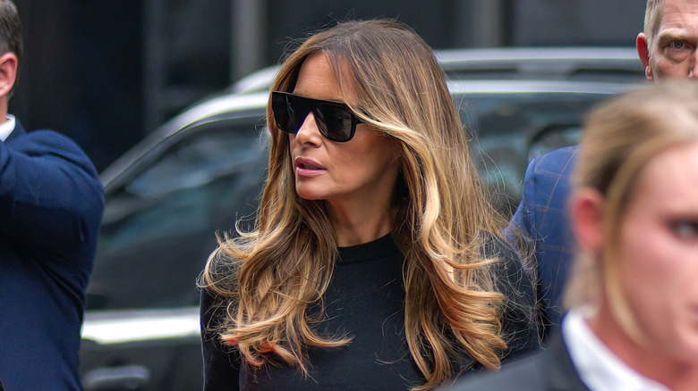 Melania Trump arrives at Trump Tower in Manhattan