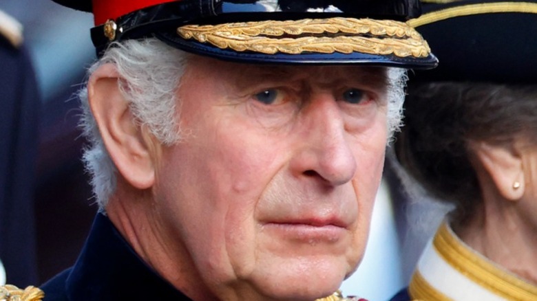 King Charles III looking serious