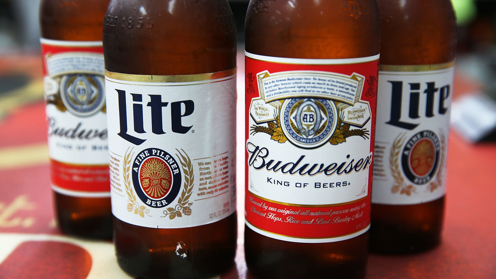 Bottles of Bud Lite and Budweiser