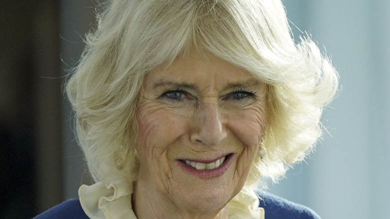 Camilla Parker Bowles smiles at an event