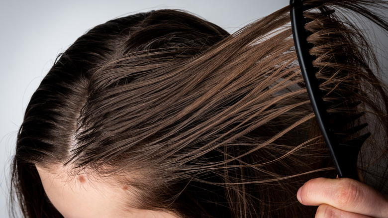 woman's greasy hair