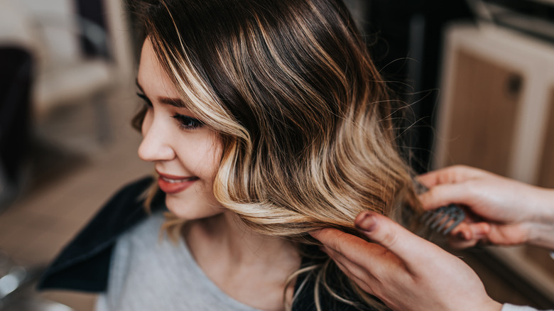 Woman with blond highlights