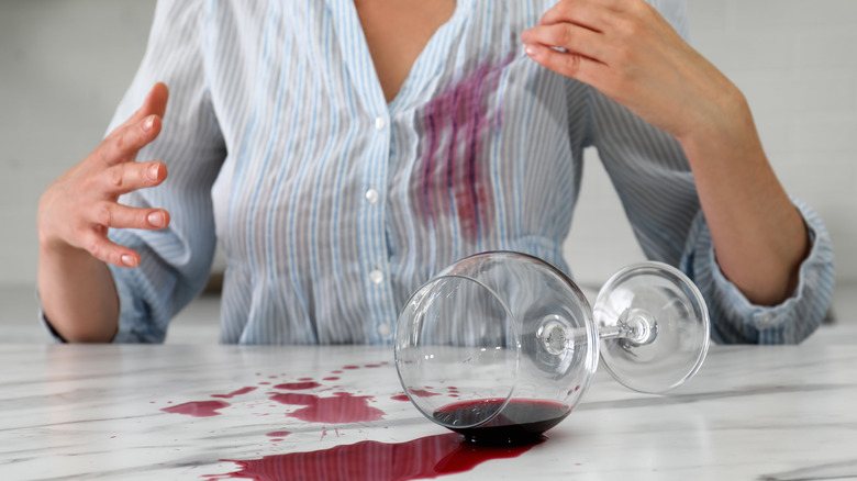 spilled red wine on shirt