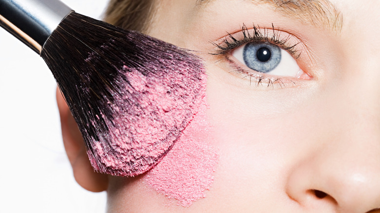 Close-up of pink liquid blush