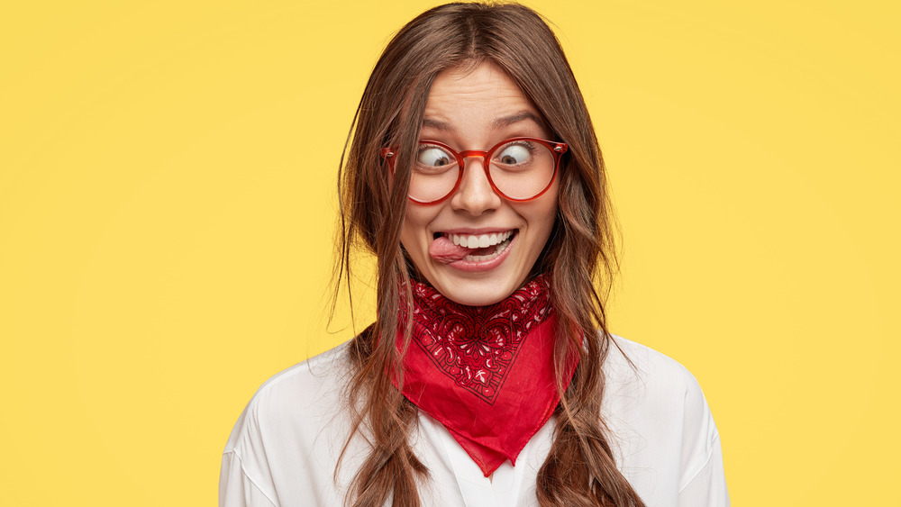 Woman crossing her eyes