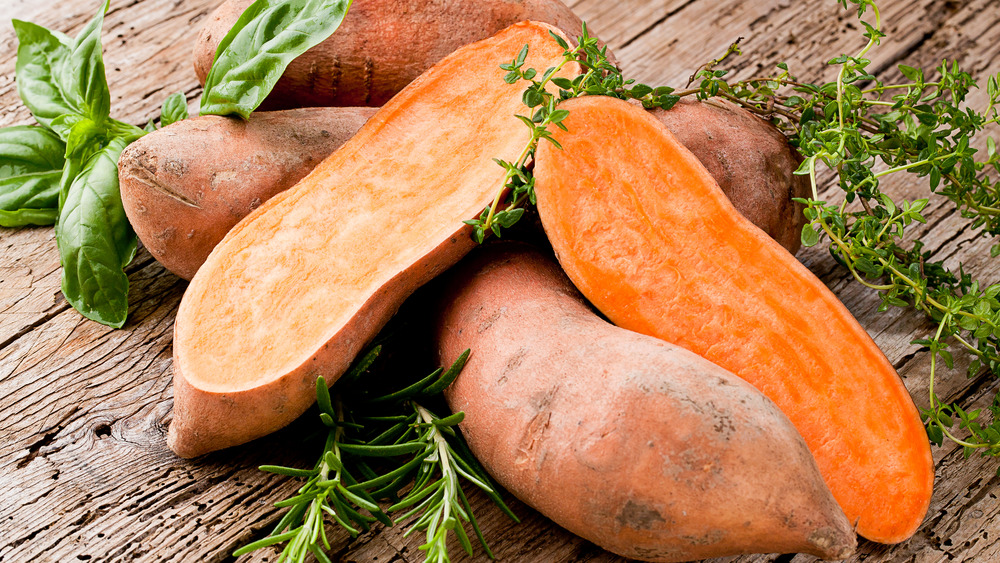 Sweet potato cut in half