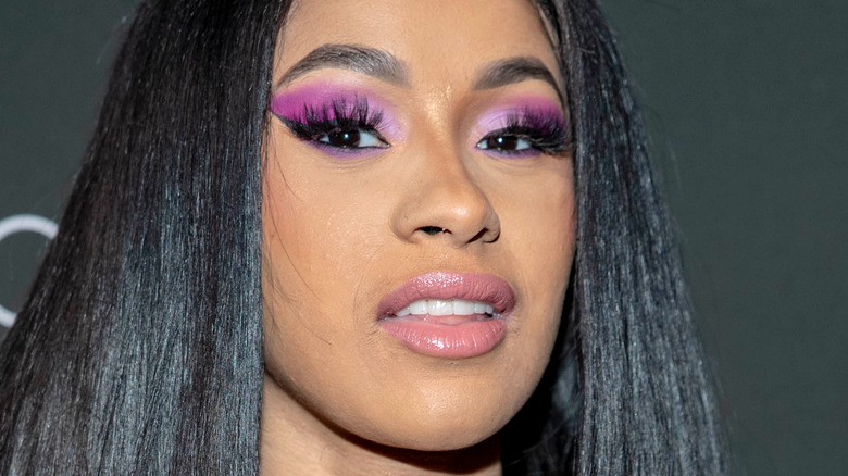 Cardi B wearing purple eyeshadow