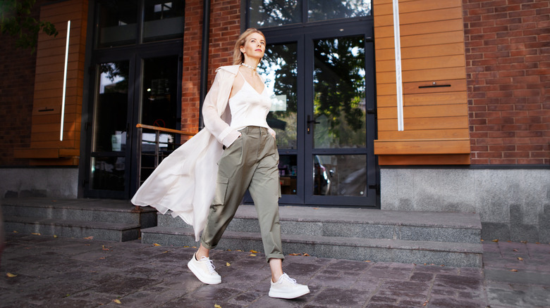 Woman walking down the street