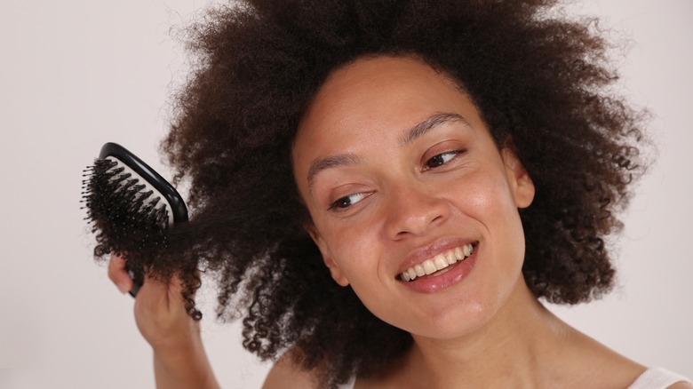 Woman with frizzy hair