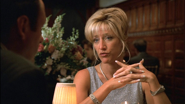 Carmela Soprano sitting at dinner with Tony Soprano