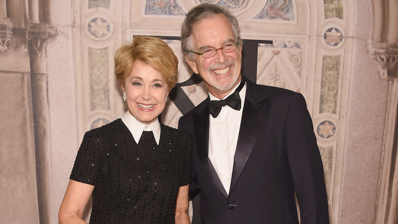 Jane Pauley and Garry Trudeau at Ralph Lauren's 50th Anniversary smiling.