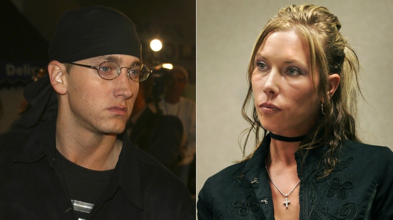 Split image of Eminem and Kim Scott