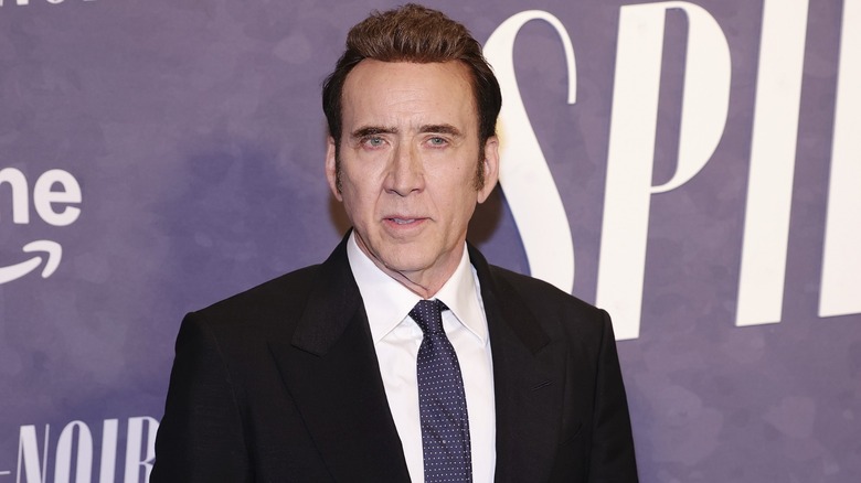 Nicolas Cage attending a premiere event for his 2026 TV show Spider-Noir.