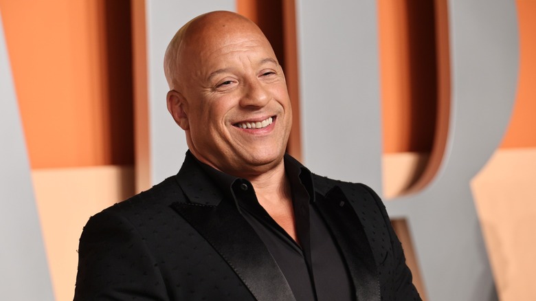 Vin Diesel smiling at the 2025 Vanity Fair Oscar Party.