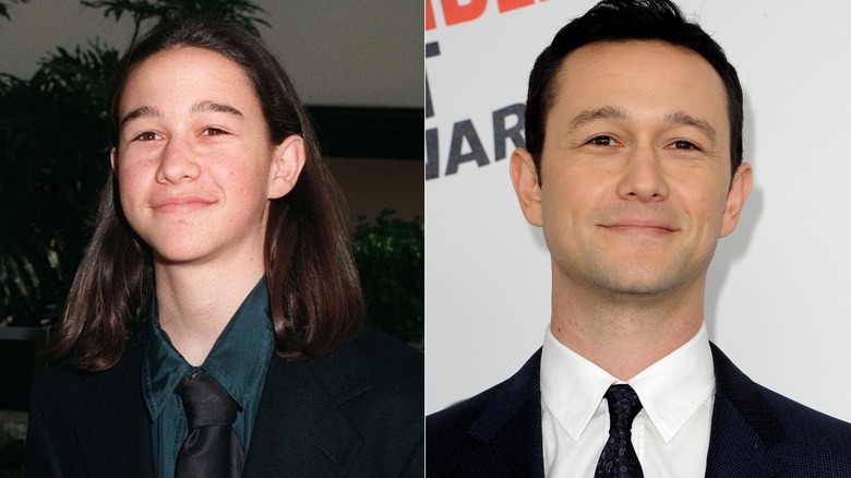 Joseph Gordon-Levitt with long hair, left, and Gordon-Levitt today, right