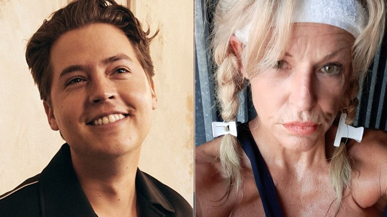 Split image of Cole Sprouse and his mother Melanie Wright