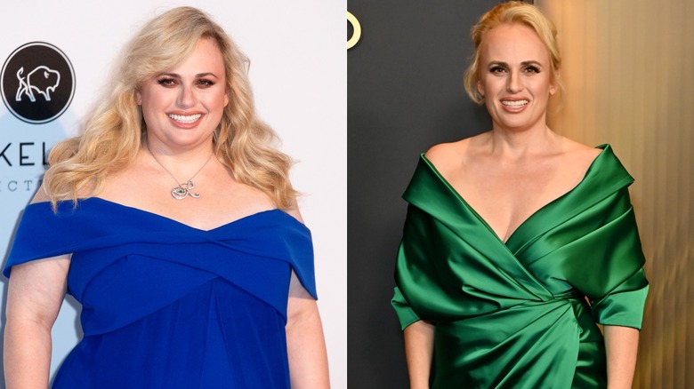 Rebel Wilson in May 2019 (left), and Rebel Wilson in November 2017 (right)