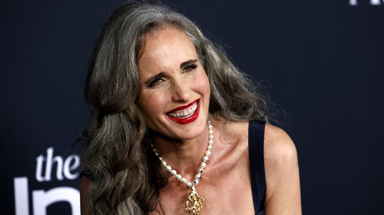 Andie Macdowell with gray hair
