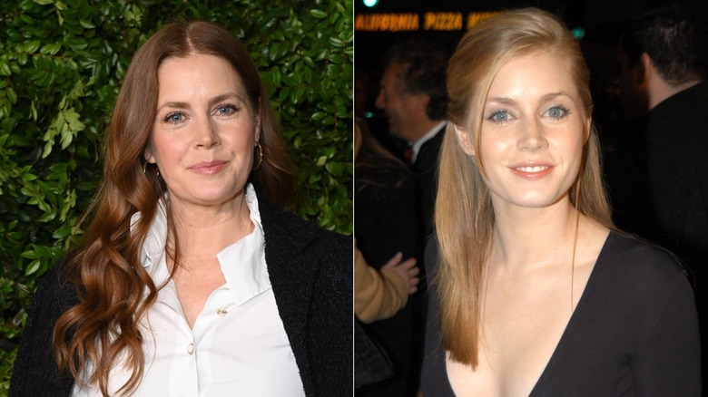 Amy Adams with red hair and Amy Adams with strawberry blonde hair