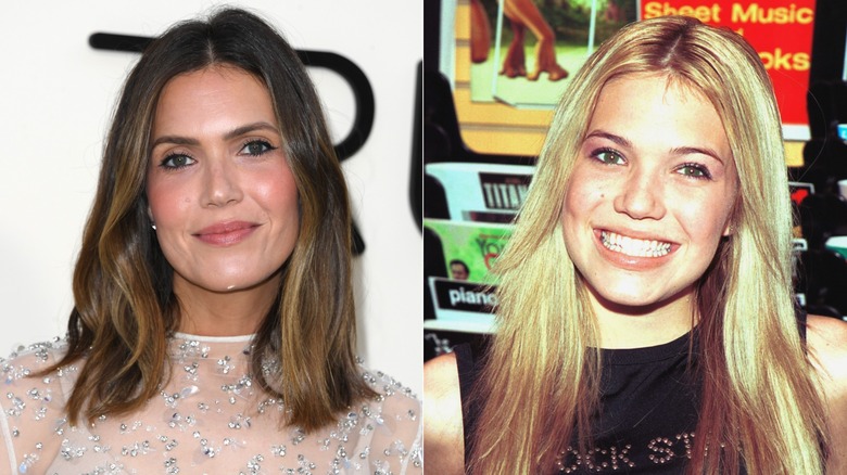 Mandy Moore with dark hair and Mandy Moore with blonde hair