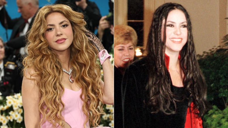 Shakira with blonde hair and Shakira with brown hair