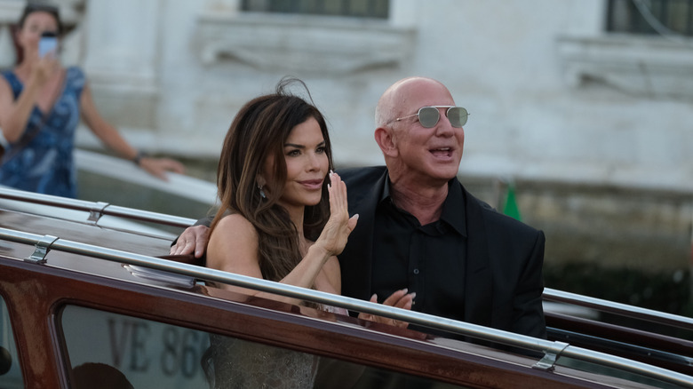 Lauren Sánchez and Jeff Bezos during their wedding weekend in Venice, June 2025