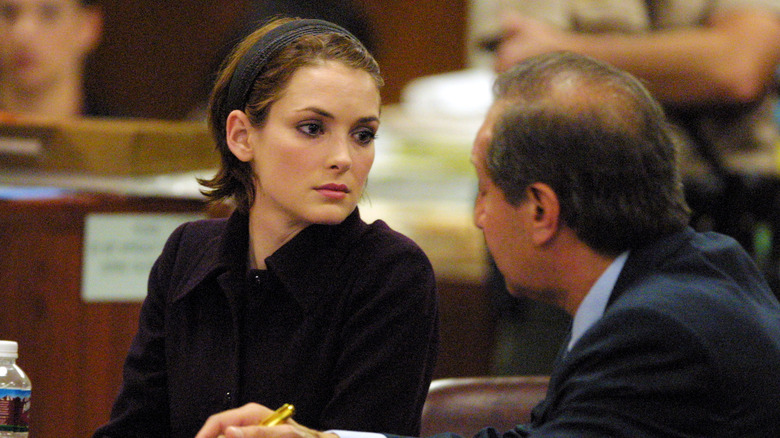 Winona Ryder attending a court hearing for shoplifting