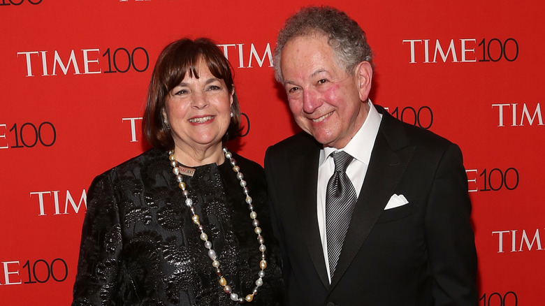 Ina Garten and Jeffrey Garten twinning in black at a Time100 event